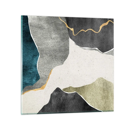 Cuadro sobre vidrio - Impresiones sobre Vidrio - Composición en mosaico con una hebra de oro - 30x30 cm