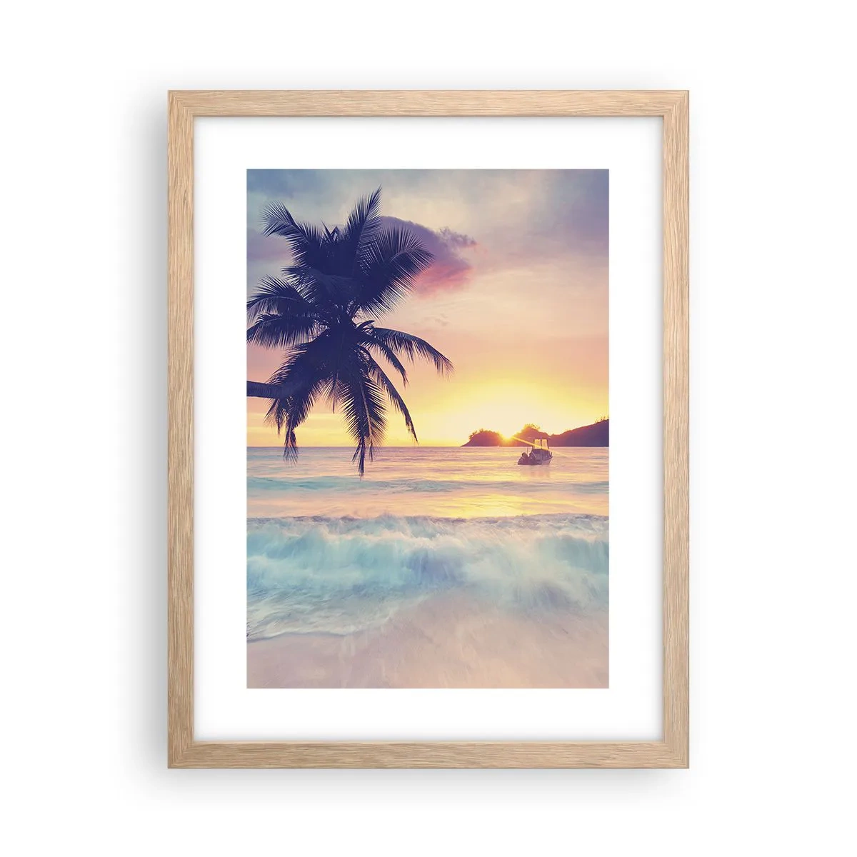Póster en marco roble claro - Atardecer en la bahía - 30x40 cm