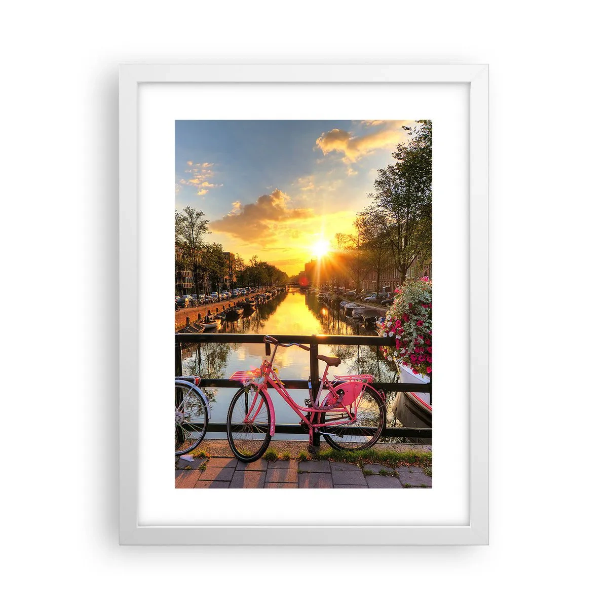 Póster en marco blanco - Mañana de primavera en Ámsterdam - 30x40 cm