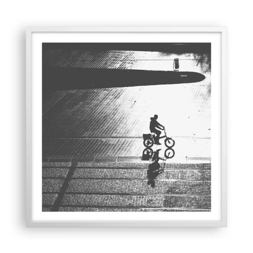 Póster en marco blanco - Adelante, a través de la ciudad - 60x60 cm