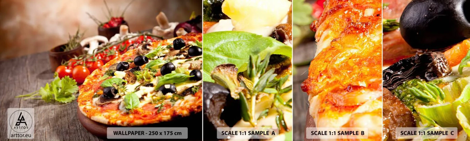 Muestra De Fotomural Standard Eco - De ingredientes puros - Gastronomía, Pizza, Italia - 100x30 cm