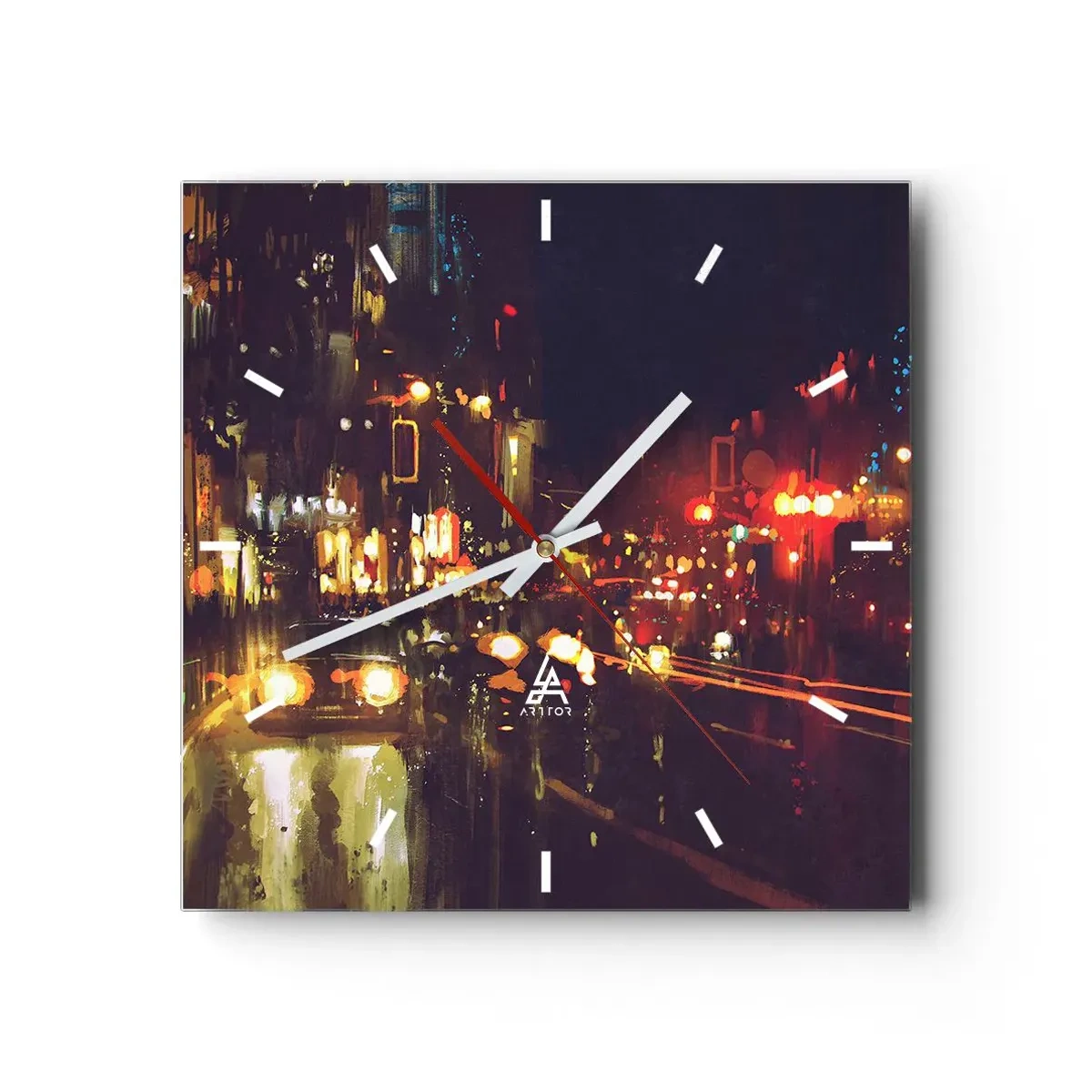 Reloj de pared - Reloj de vidrio - Hundido en la luz de la noche - 40x40 cm