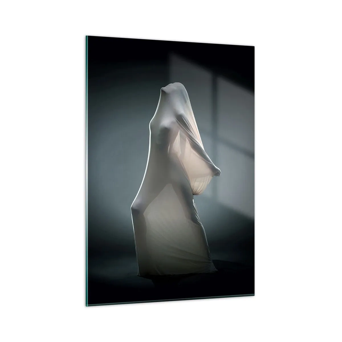 Cuadro sobre vidrio - Impresiones sobre Vidrio - Una silueta misteriosa en la suave luz. - 50x70cm - Deseos ocultos - Decoración de pared moderna para salón y dormitorio ARTTOR