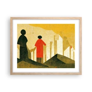 Póster en marco roble claro - Todavía lejos del destino - 50x40 cm