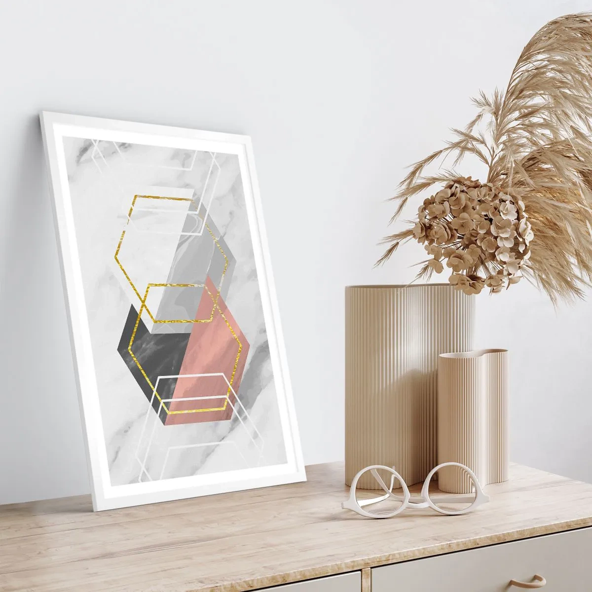 Póster en marco blanco - Composición en cadena - 61x91 cm