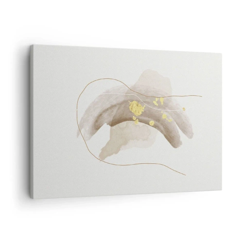Cuadro sobre lienzo - Impresión de Imagen - Una composición abstracta en tonos beige y dorado. - 70x50cm - Encontrado en el espacio - Decoración de pared moderna para salón y dormitorio ARTTOR