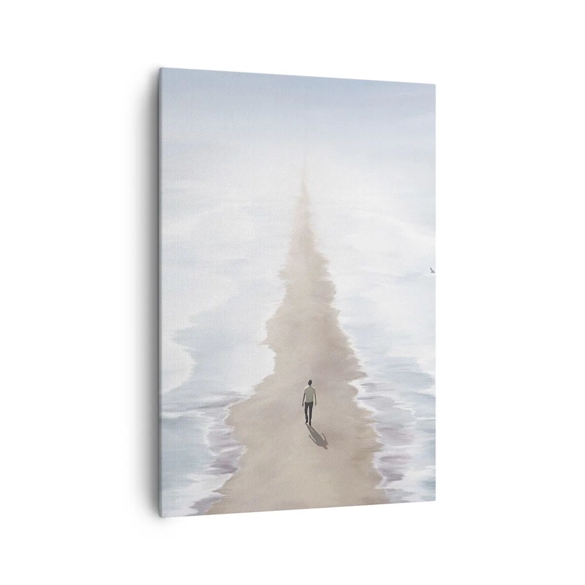 Cuadro sobre lienzo - Impresión de Imagen - Una figura en un camino solitario en medio de un vasto paisaje acuático. - 70x100cm - Un futuro brillante - Decoración de pared moderna para salón y dormitorio ARTTOR