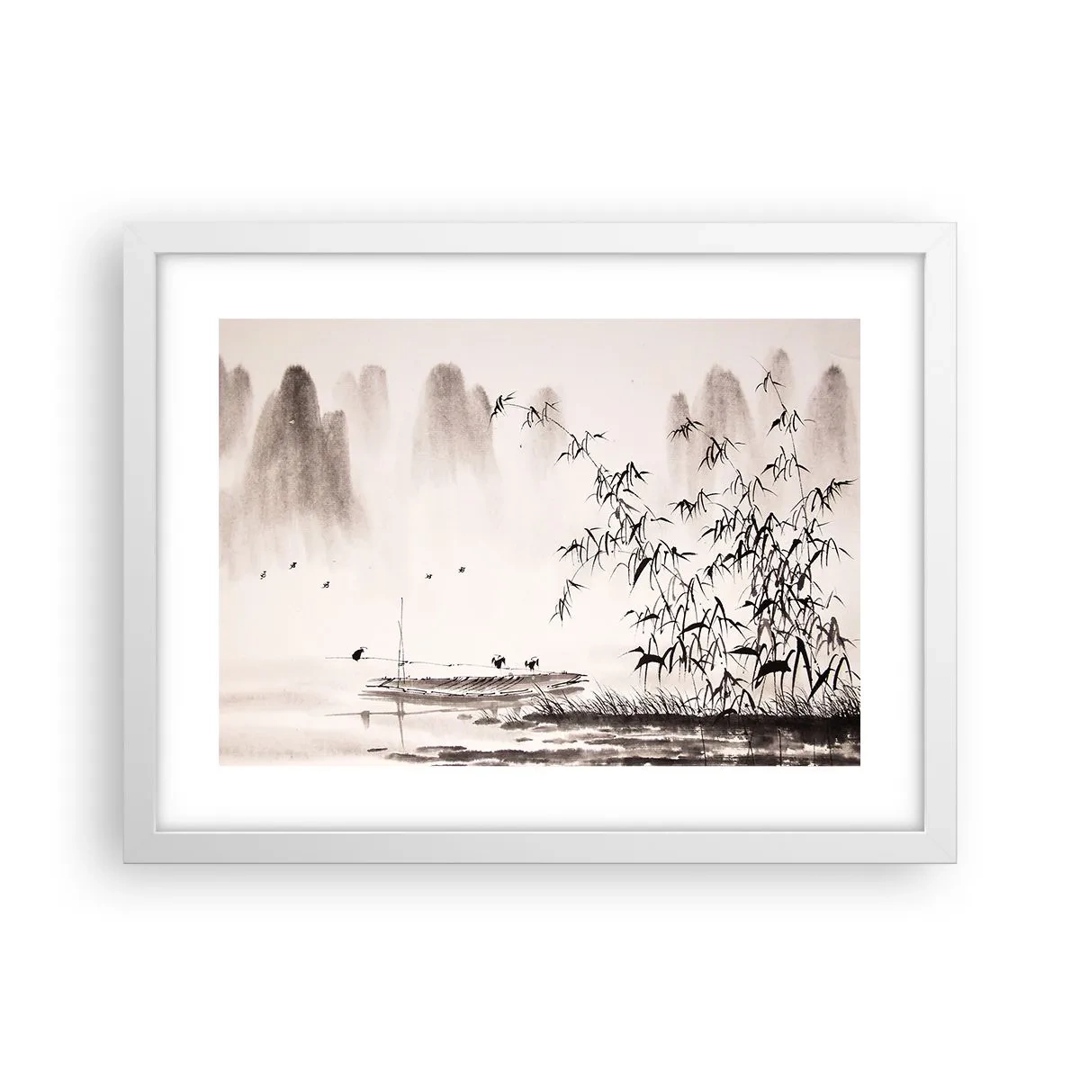 Póster en marco blanco - El silencio de los arrozales - 40x30 cm
