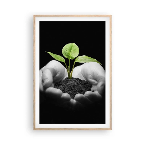 Póster en marco roble claro - Amo la naturaleza, la protejo - 61x91 cm