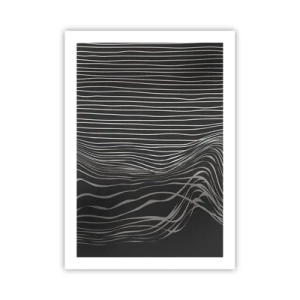 Póster - Composición abstracta con líneas sobre fondo negro. - 50x70cm - Ritmo y acento - Decoración de pared moderna para salón y dormitorio ARTTOR
