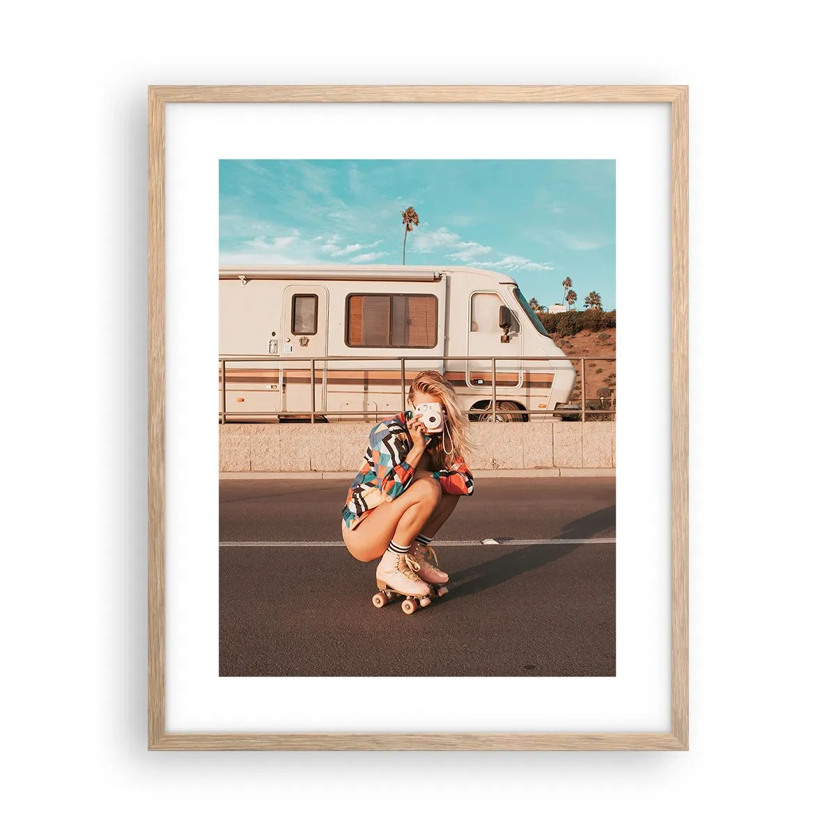 Póster en marco roble claro - ¡Sonrían, por favor! - 40x50 cm