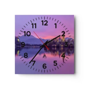 Reloj de pared - Reloj de vidrio - Isla de cuento de hadas al atardecer  - 40x40 cm