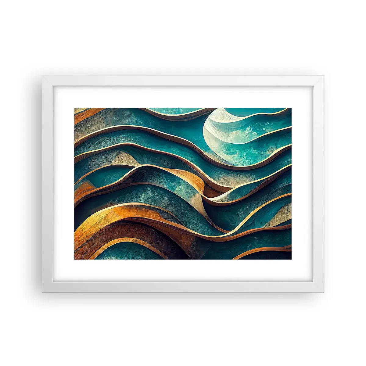 Póster en marco blanco - Meandros de azul - 40x30 cm