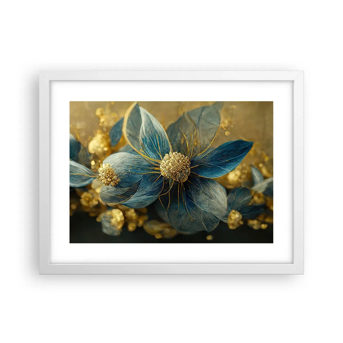 Póster en marco blanco - Flor de oro - 40x30 cm
