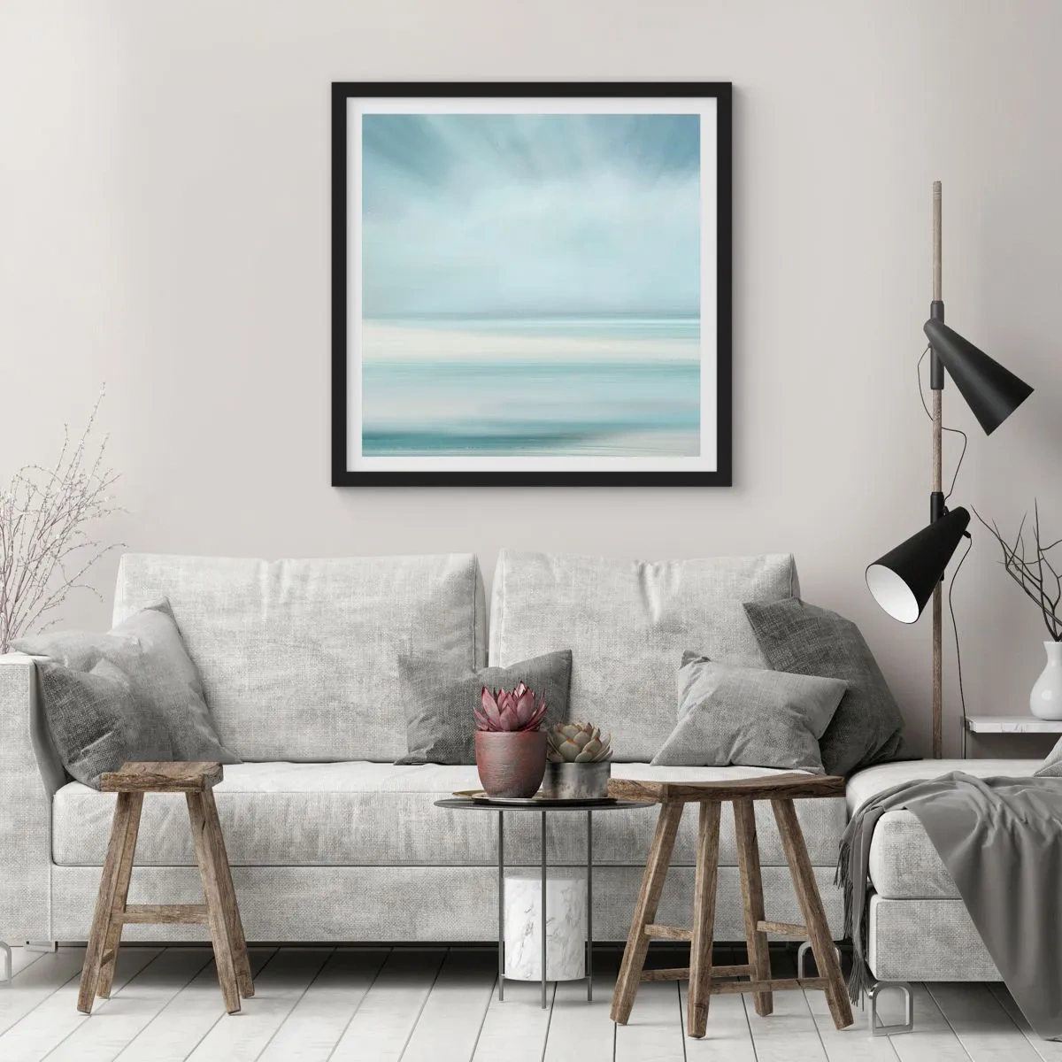 Póster en marco negro - Paz hasta el horizonte - 30x30 cm
