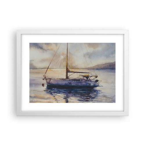 Póster en marco blanco - Atardecer en la bahía - 40x30 cm