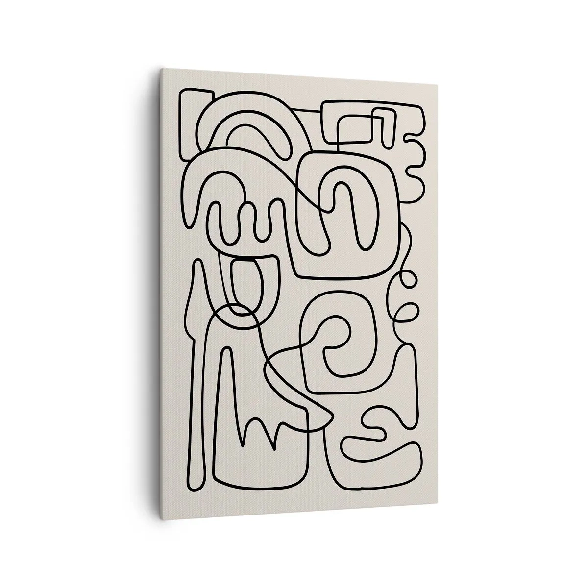 Cuadro sobre lienzo - Impresión de Imagen - Patrón de arte lineal abstracto en negro sobre un fondo claro - 70x100cm - El camino correcto - Decoración de pared moderna para salón y dormitorio ARTTOR