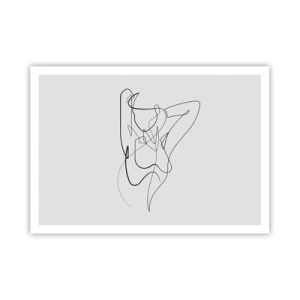 Póster - Contorno minimalista de una silueta femenina - 100x70cm - Realmente, tal y como eres - Decoración de pared moderna para salón y dormitorio ARTTOR