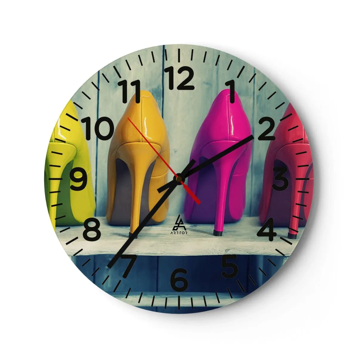 Reloj de pared - Reloj de vidrio - Caminando sobre un arco iris - 40x40 cm