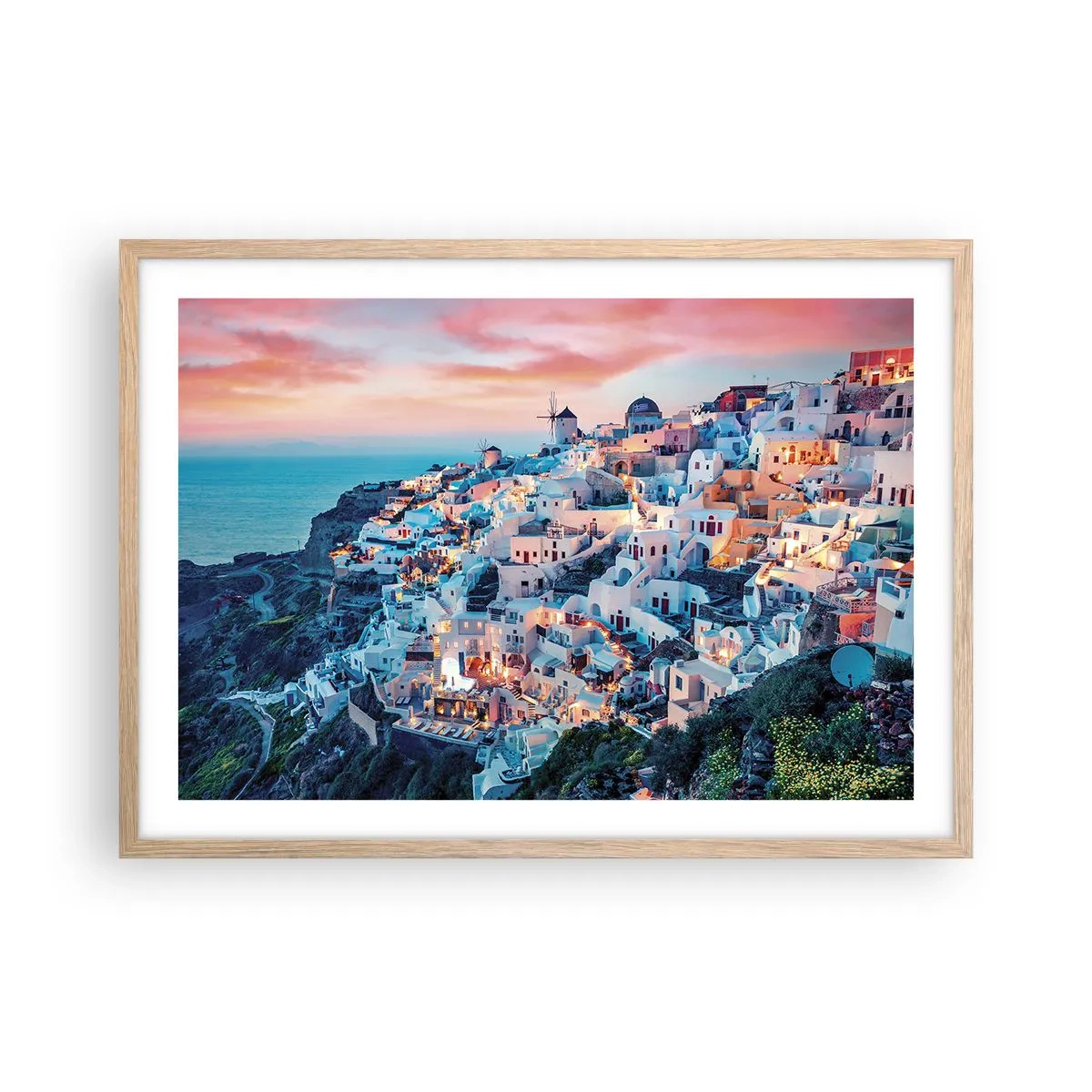 Póster en marco roble claro - Vacaciones en Grecia - 70x50 cm
