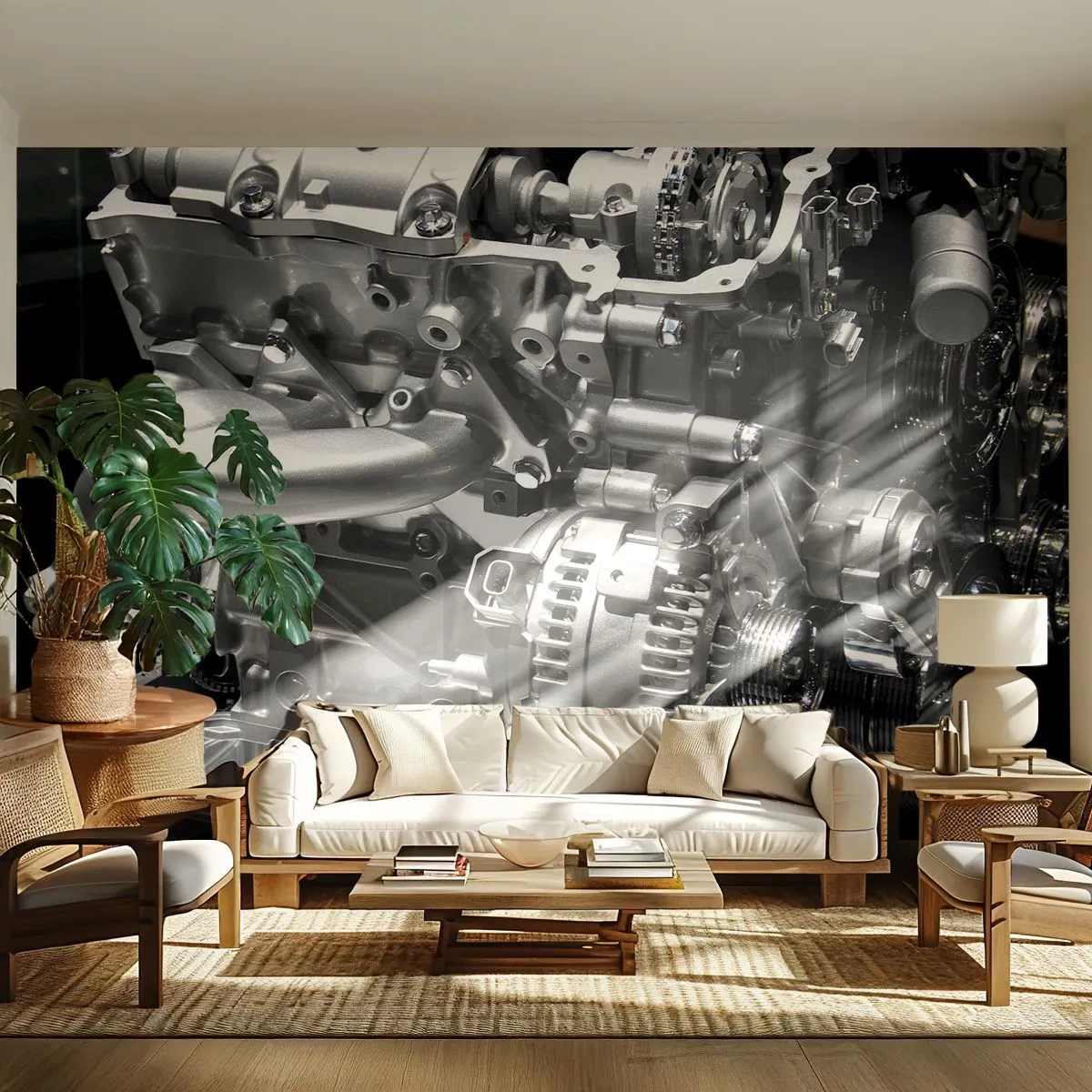 Fotomural Premium Canvas - Acero, hermoso, fuerte - Automotor, Motor del coche, 3D - 250x175 cm