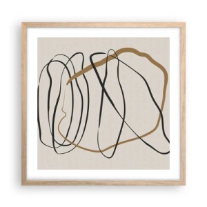 Póster en marco roble claro - Composición: danza lineal - 50x50 cm