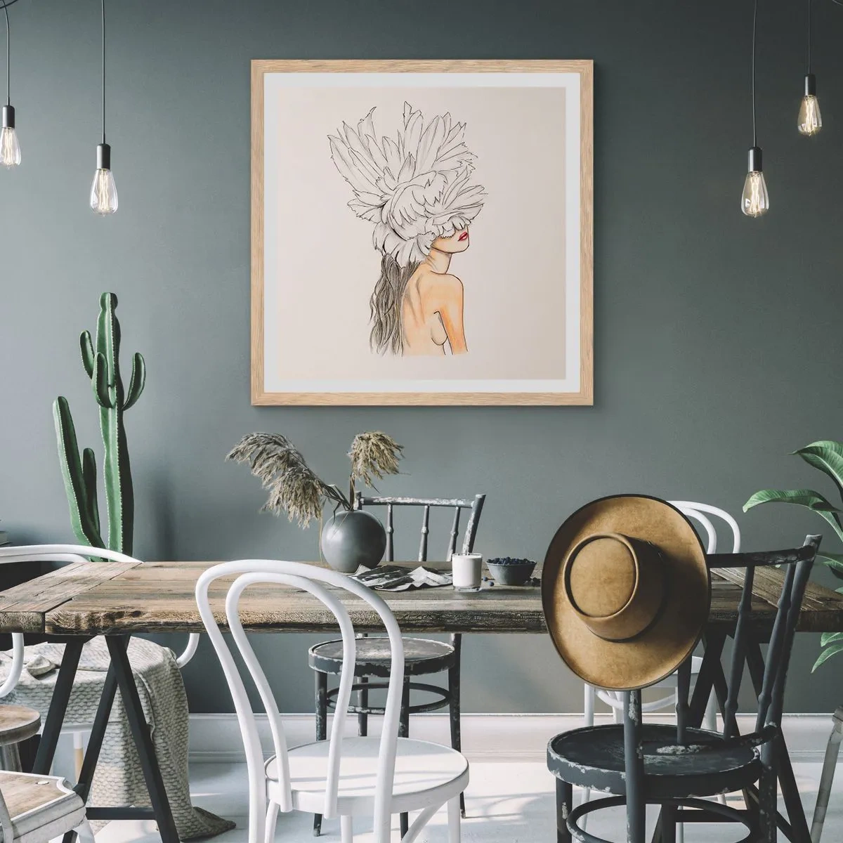 Póster en marco roble claro - Belleza coronada - 30x30 cm