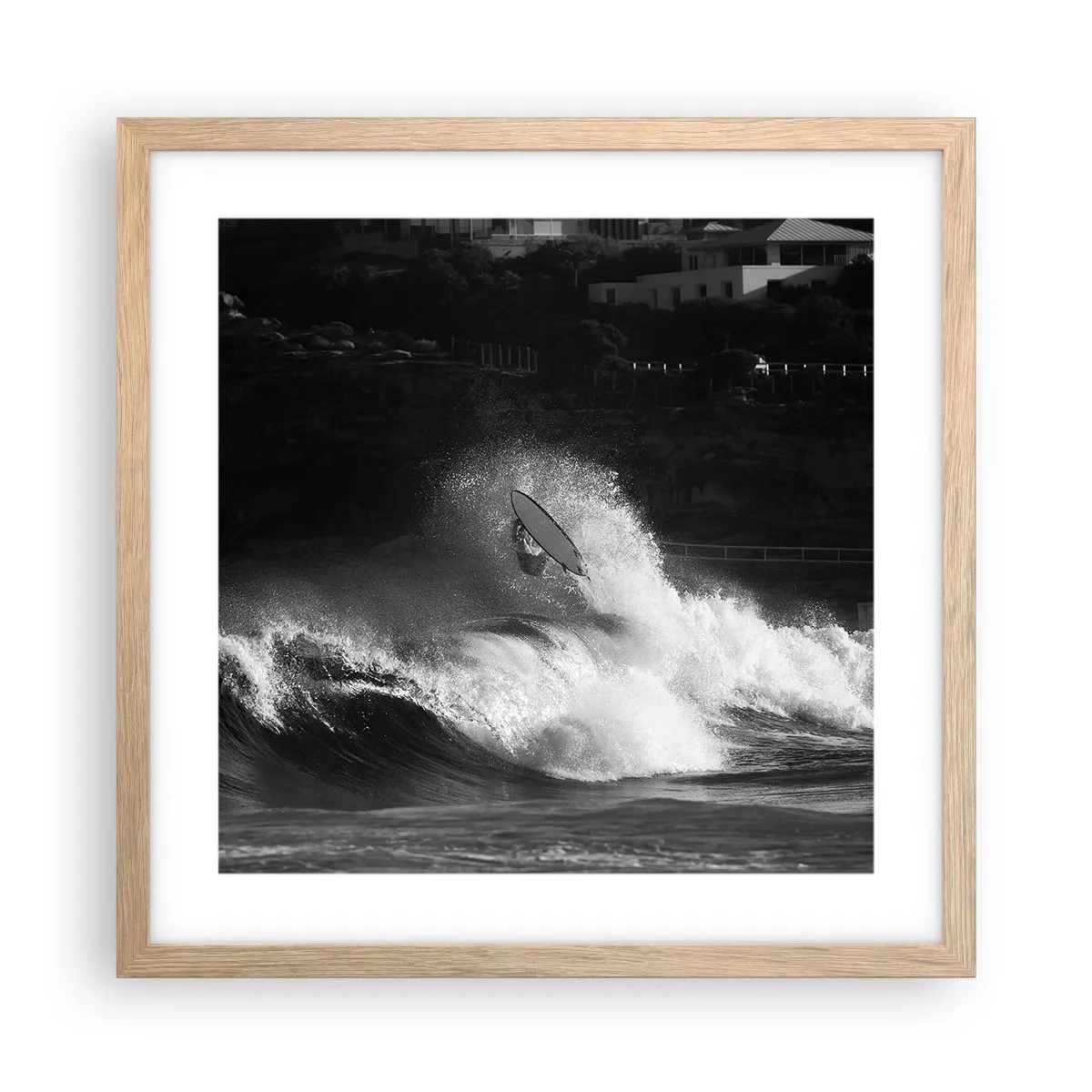 Póster en marco roble claro - Desafío aceptado - 40x40 cm