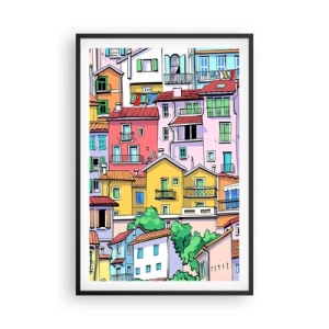 Póster en marco negro - Ciudad alegre - 61x91 cm