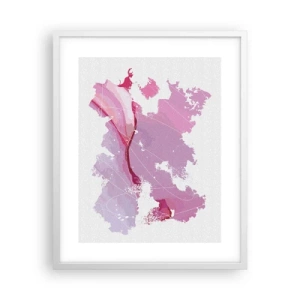 Póster en marco blanco - Mapa de un mundo rosa - 40x50 cm
