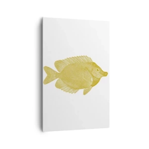 Cuadro sobre lienzo - Impresión de Imagen - Pez dorado vintage sobre un fondo claro - 80x120cm - No recuerdo quién eras - Decoración de pared moderna para salón y dormitorio ARTTOR