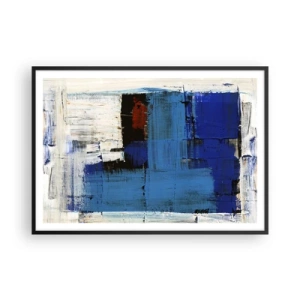 Póster en marco negro - Composición abstracta en tonos azules y blancos. - 100x70cm - El secreto del azul - Decoración de pared moderna para salón y dormitorio ARTTOR