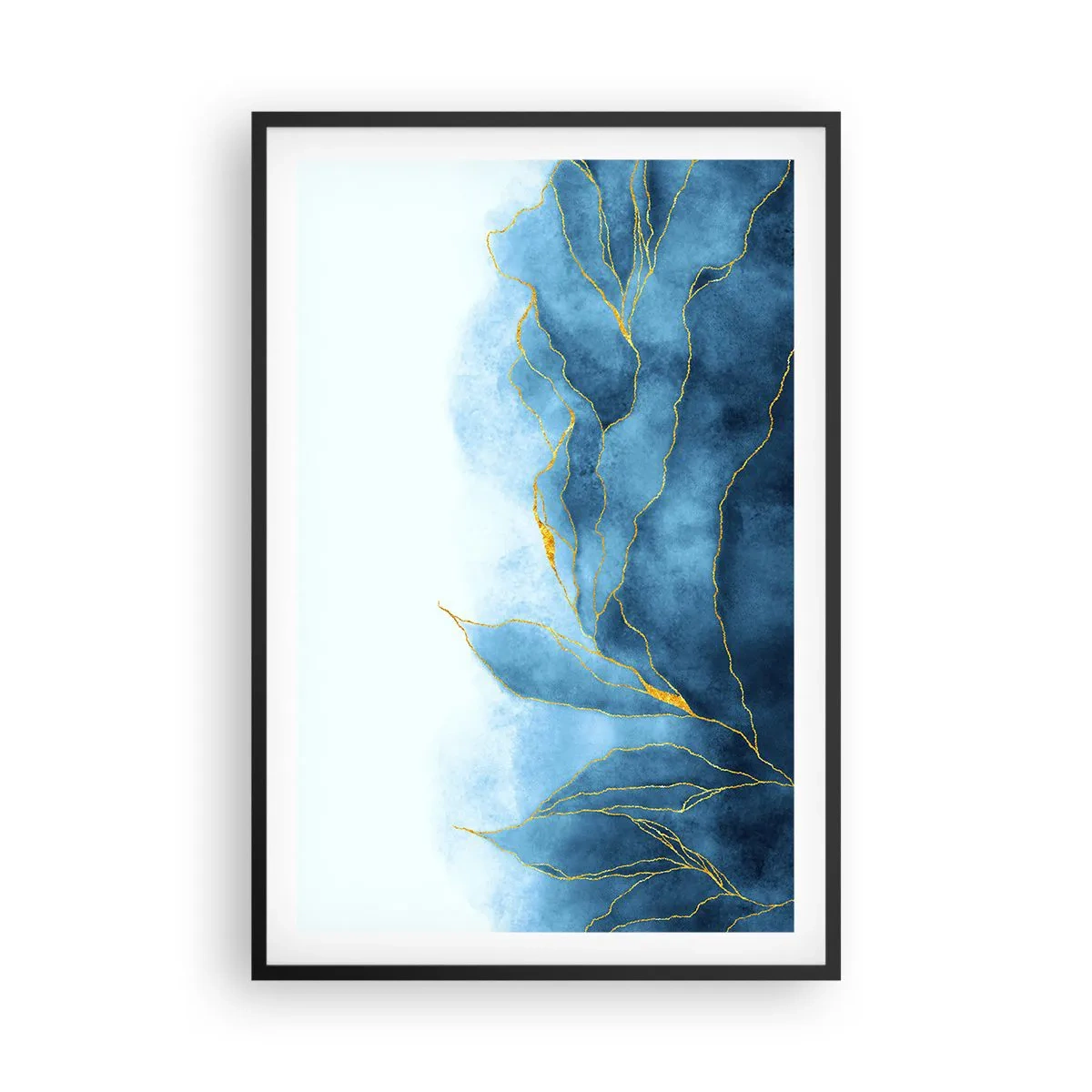 Póster en marco negro - Oro y azul - 61x91 cm