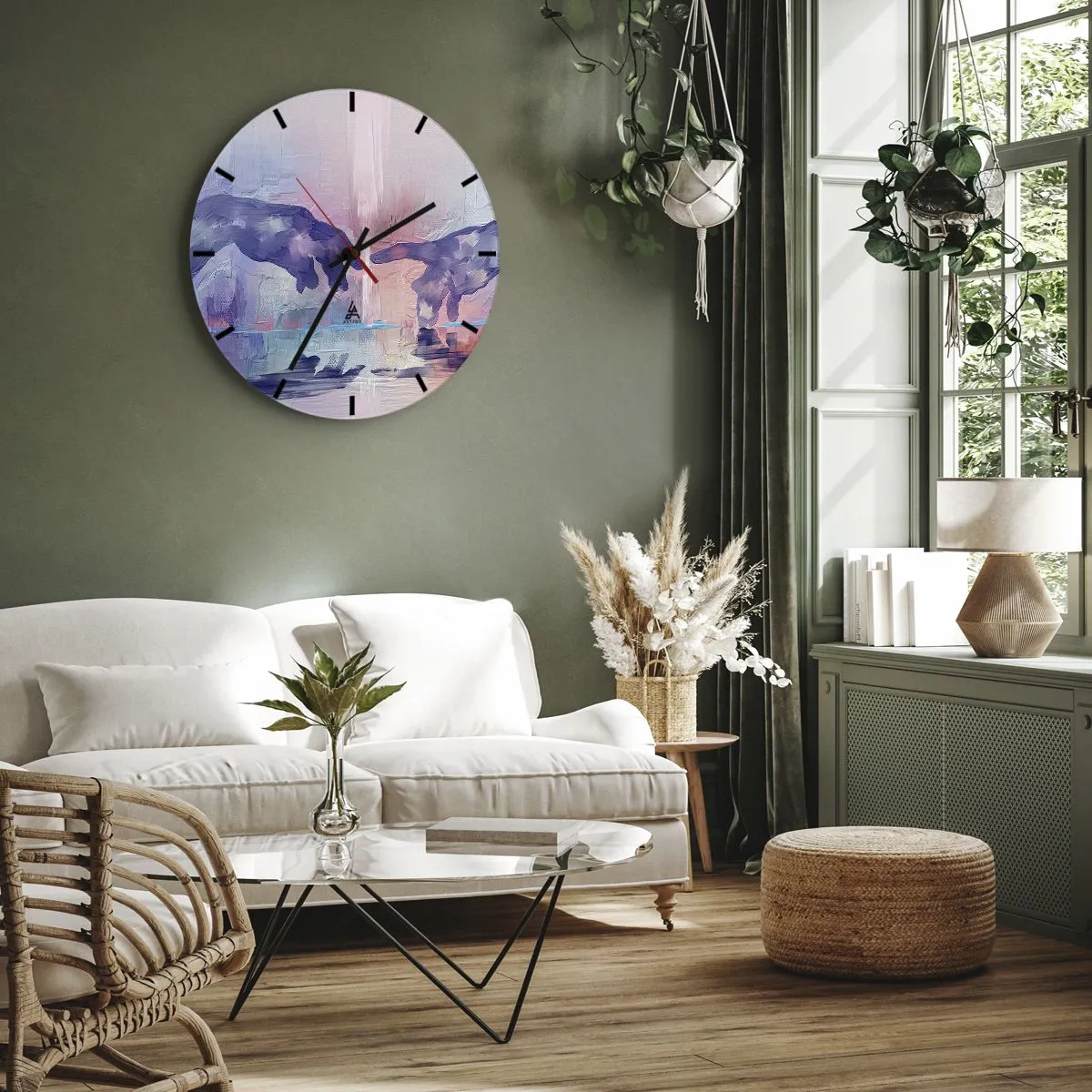 Reloj de pared - Reloj de vidrio - Dos manos en abstracción pastel inspiradas en el arte. - 30x30cm - Chispa divina de vida - Decoración de pared moderna para salón, cocina y dormitorio ARTTOR