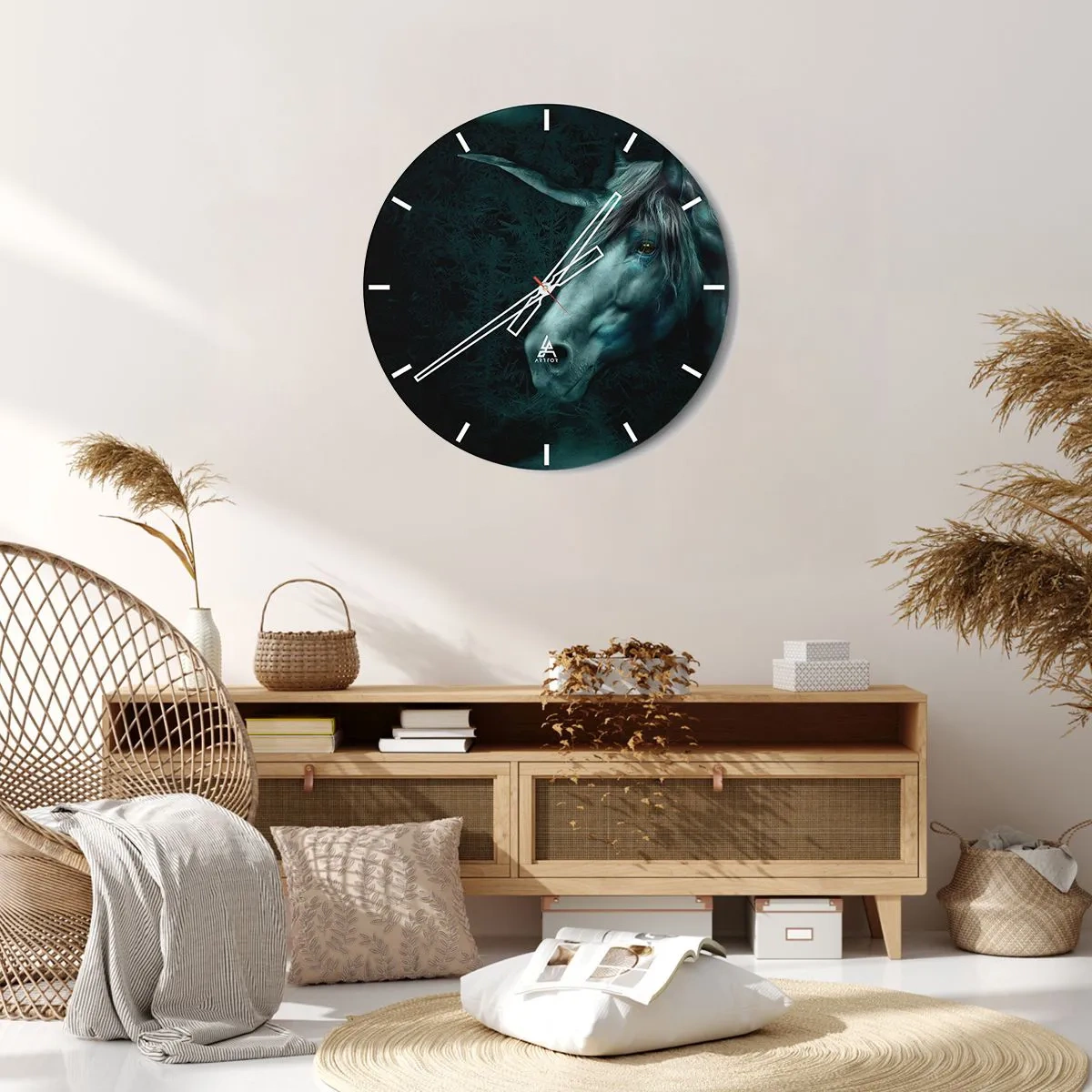 Reloj de pared - Reloj de vidrio - En un bosque de cuento de hadas - 30x30 cm