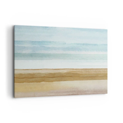 Cuadro sobre lienzo - Impresión de Imagen - Paisaje de playa abstracto en tonos pastel - 120x80cm - Serenidad - Decoración de pared moderna para salón y dormitorio ARTTOR