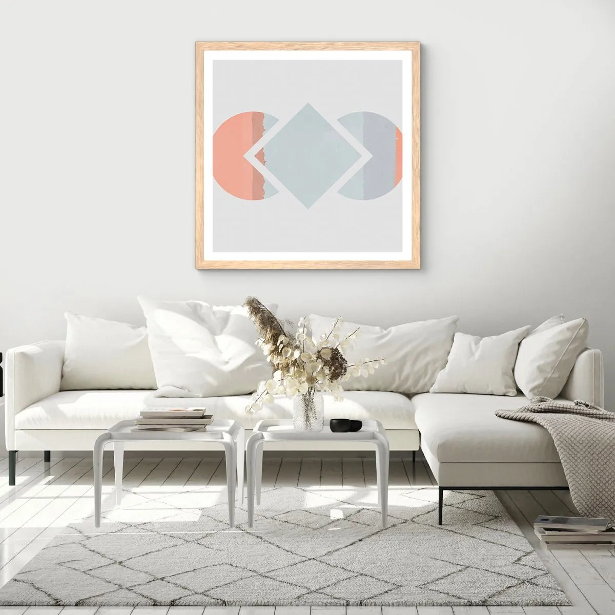 Póster en marco roble claro - Arte geométrico - 60x60 cm