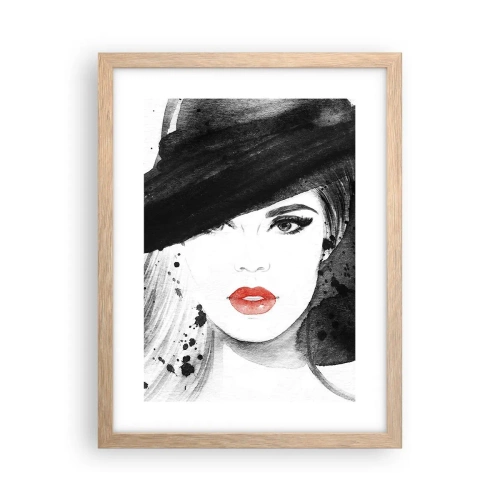 Póster en marco roble claro - Dama de negro - 30x40 cm