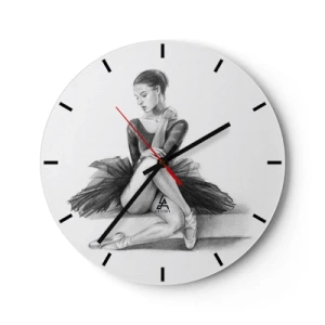 Reloj de pared - Reloj de vidrio - Boceto de una bailarina en una pose clásica. - 30x30cm - Amante de la danza - Decoración de pared moderna para salón, cocina y dormitorio ARTTOR