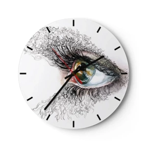 Reloj de pared - Reloj de vidrio - Ojo artístico con detalles en negro y color. - 30x30cm - Mira directamente a tu alma - Decoración de pared moderna para salón, cocina y dormitorio ARTTOR