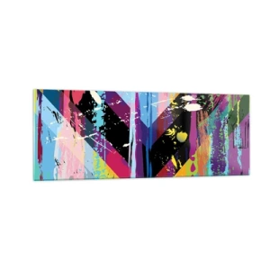 Cuadro sobre vidrio - Impresiones sobre Vidrio - Patrón abstracto con formas geométricas coloridas - 140x50cm - De arriba a abajo - Decoración de pared moderna para salón y dormitorio ARTTOR