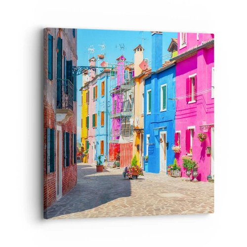 Cuadro sobre lienzo - Impresión de Imagen - Pueblo colorido - 30x30 cm