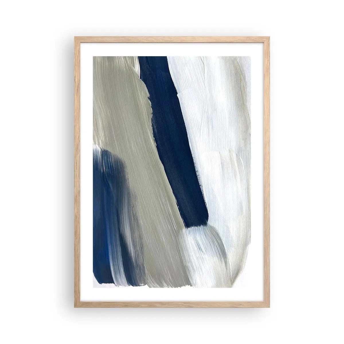 Póster en marco roble claro - Encuentro con el blanco - 50x70 cm