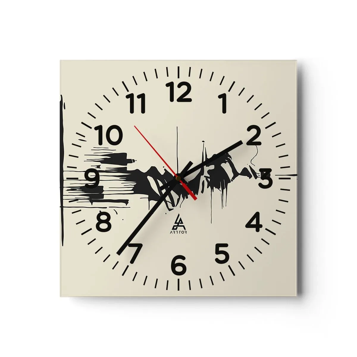 Reloj de pared - Reloj de vidrio - Abstracción apresurada - 30x30 cm