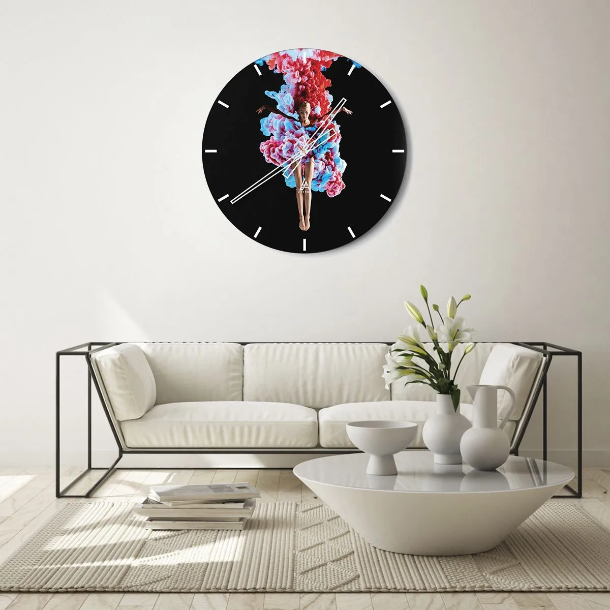 Reloj de pared - Reloj de vidrio - En plena floración - 40x40 cm