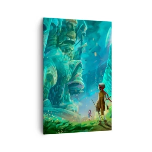 Cuadro sobre lienzo - Impresión de Imagen - Bosque mágico con personaje explorador. - 80x120cm - Del gran libro de los cuentos de hadas - Decoración de pared moderna para salón y dormitorio ARTTOR