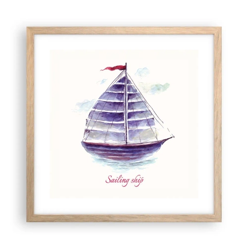 Póster en marco roble claro - Velas izadas y aguas tranquilas - 40x40 cm