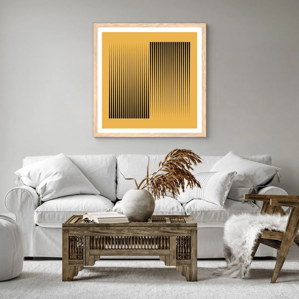 Póster en marco roble claro - Cuadrado de opuestos - 40x40 cm
