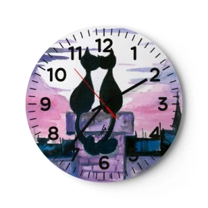 Reloj de pared - Reloj de vidrio - Cita bajo la luna - 40x40 cm