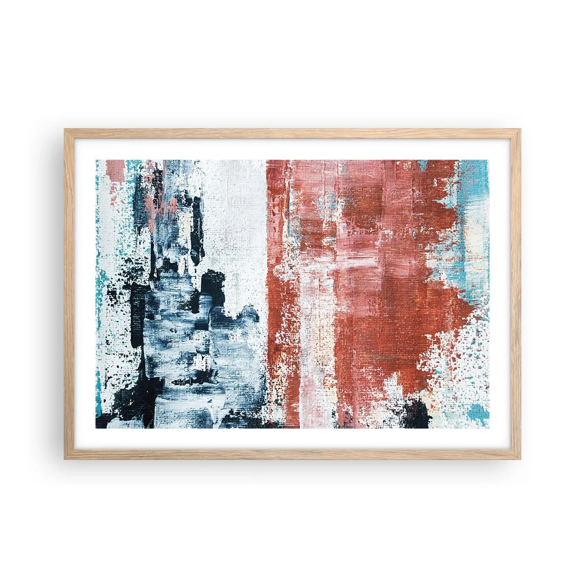 Póster en marco roble claro - Mitad abstracción, mitad abstracción - 70x50 cm